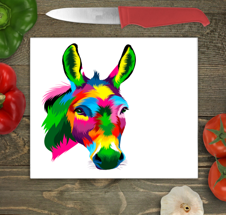 Donkey Large Glass Chopping Board, Donkey Glass Chopping Board